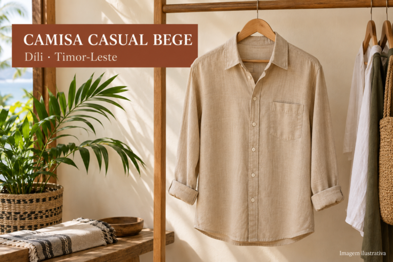 Beige casual long-sleeved shirt