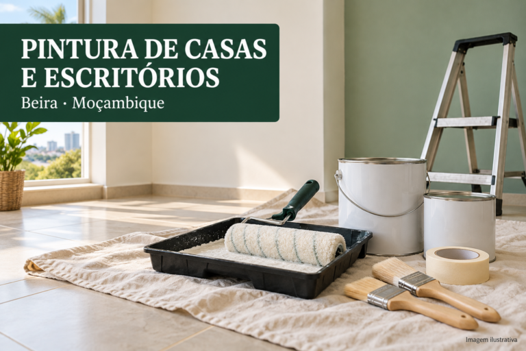 Pintura de casas e escritórios na Beira — interiores e exteriores